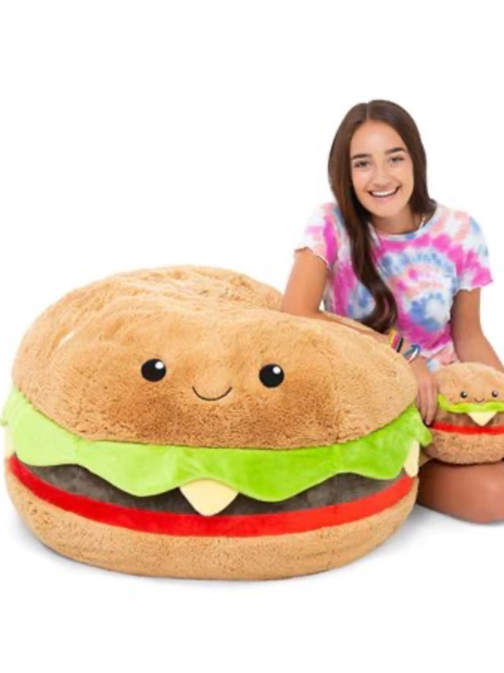 Massive Squishable Hamburger Plush 32” Human-Sized Stuffed Burger Stuffed Animal